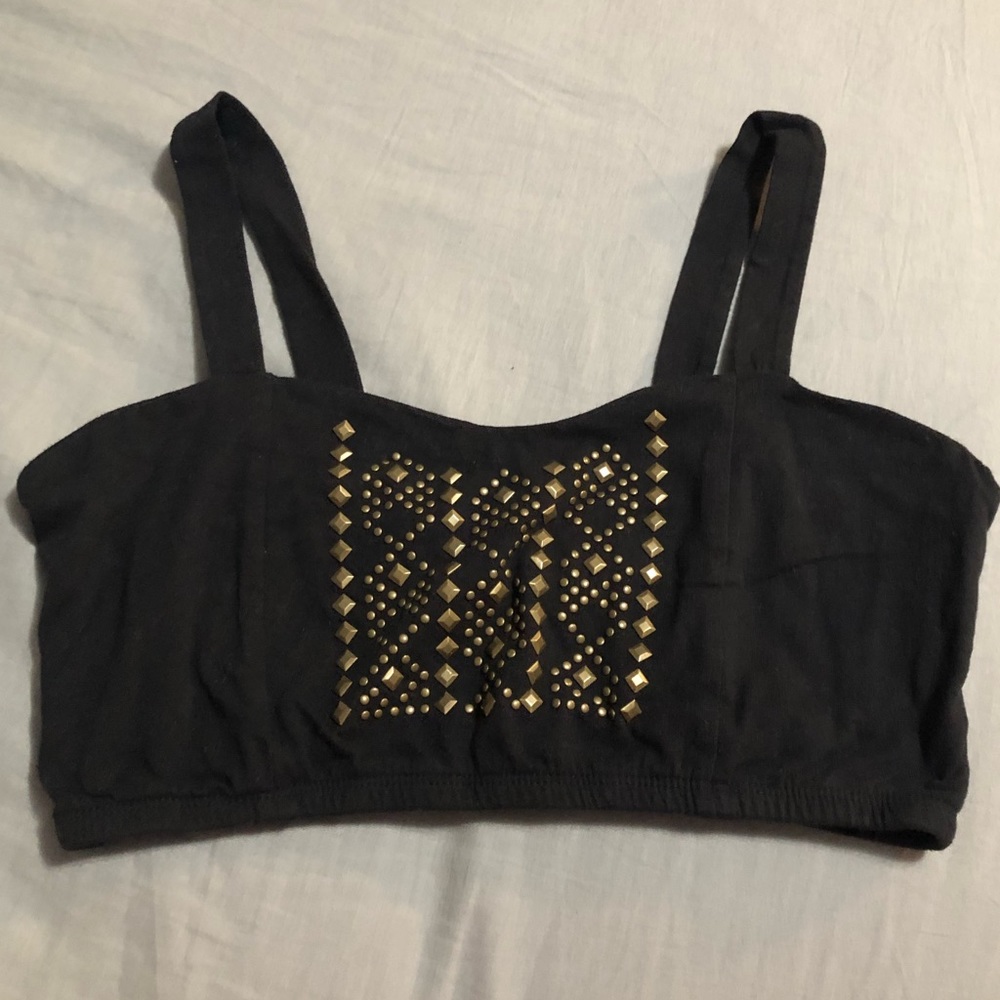 Black Studded Crop Top/Bralette- Size L